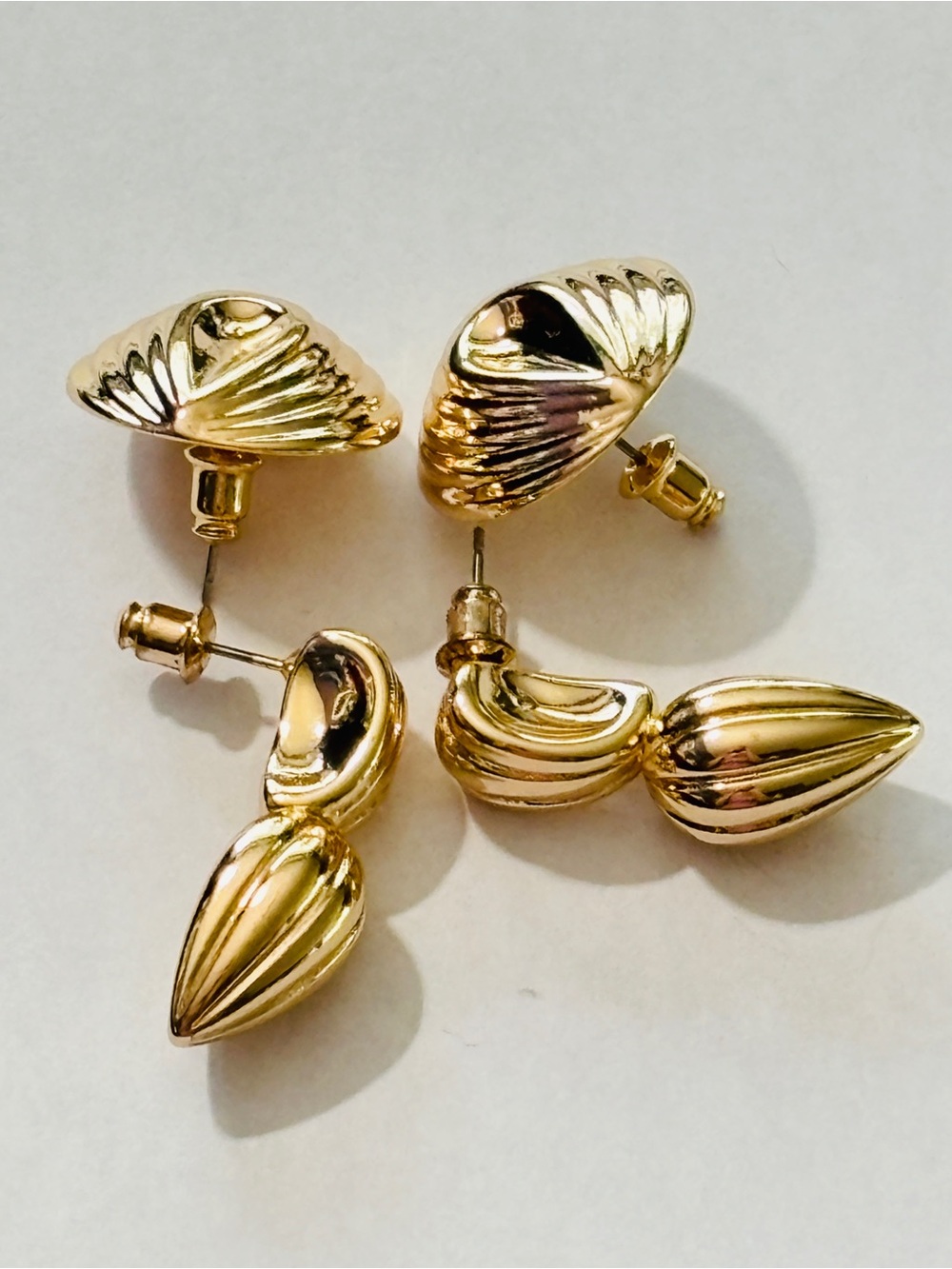 Anthropologie Restored Vintage Earring Lot of 2 Pairs Gold Tone